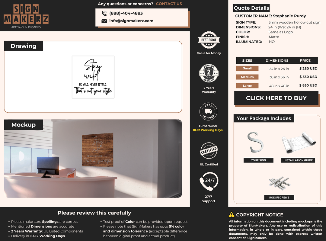 Business signage for Stephanie Purdy
