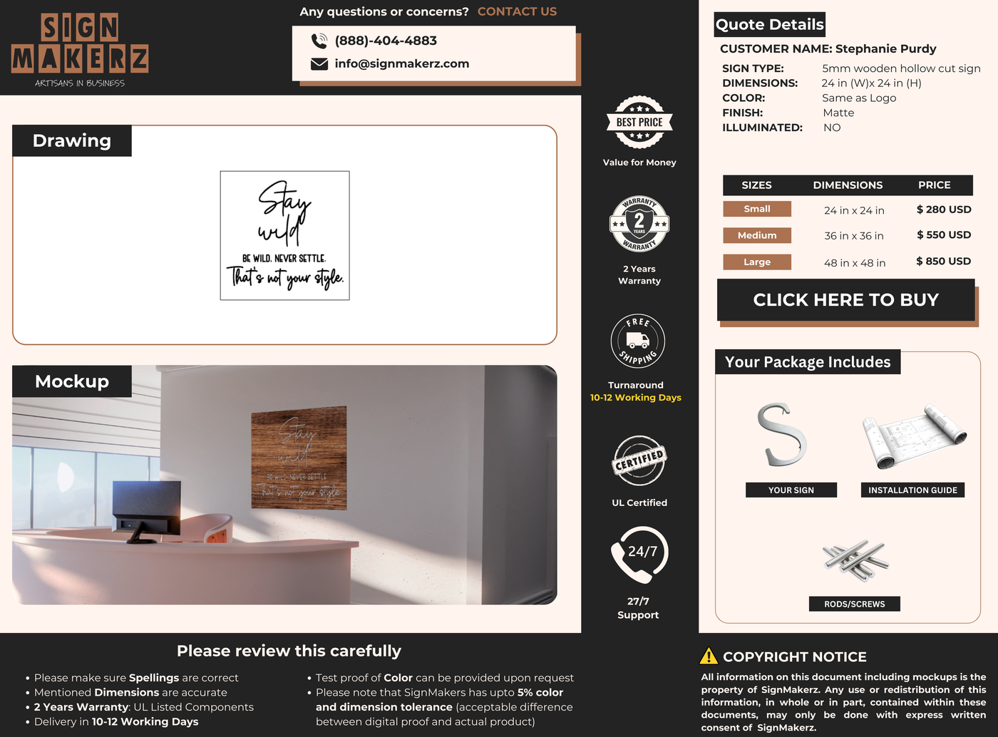 Business signage for Stephanie Purdy