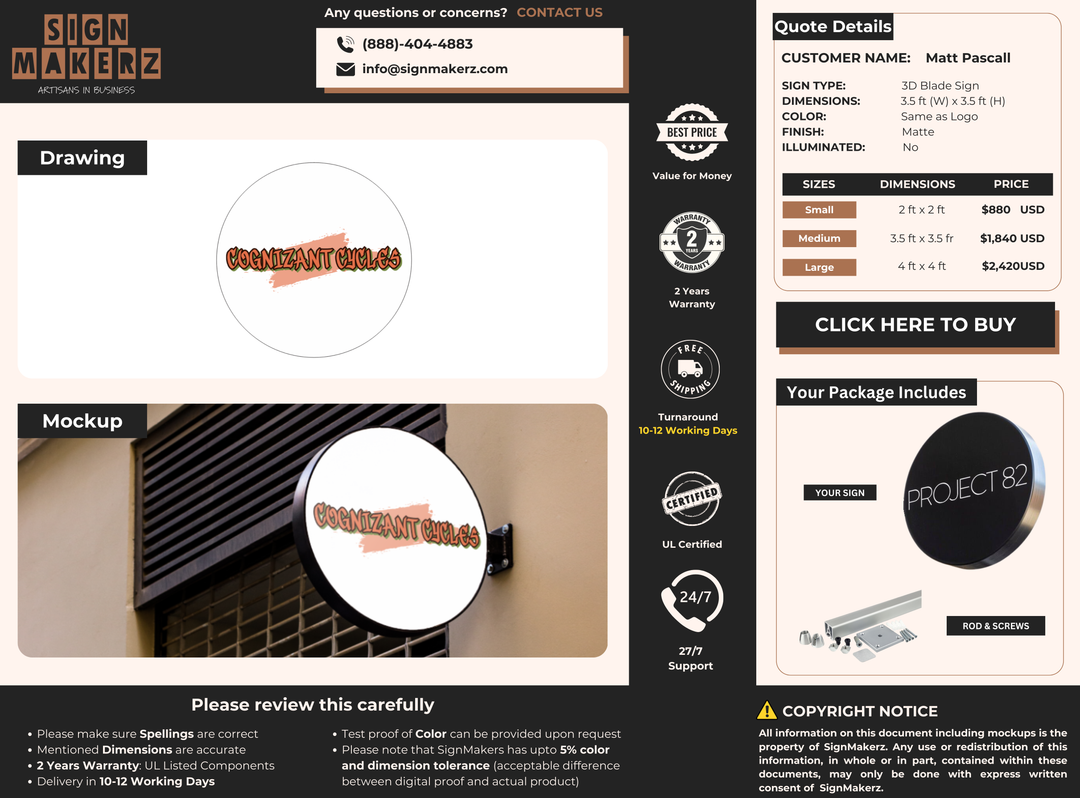 Business signage for Matt Pascall