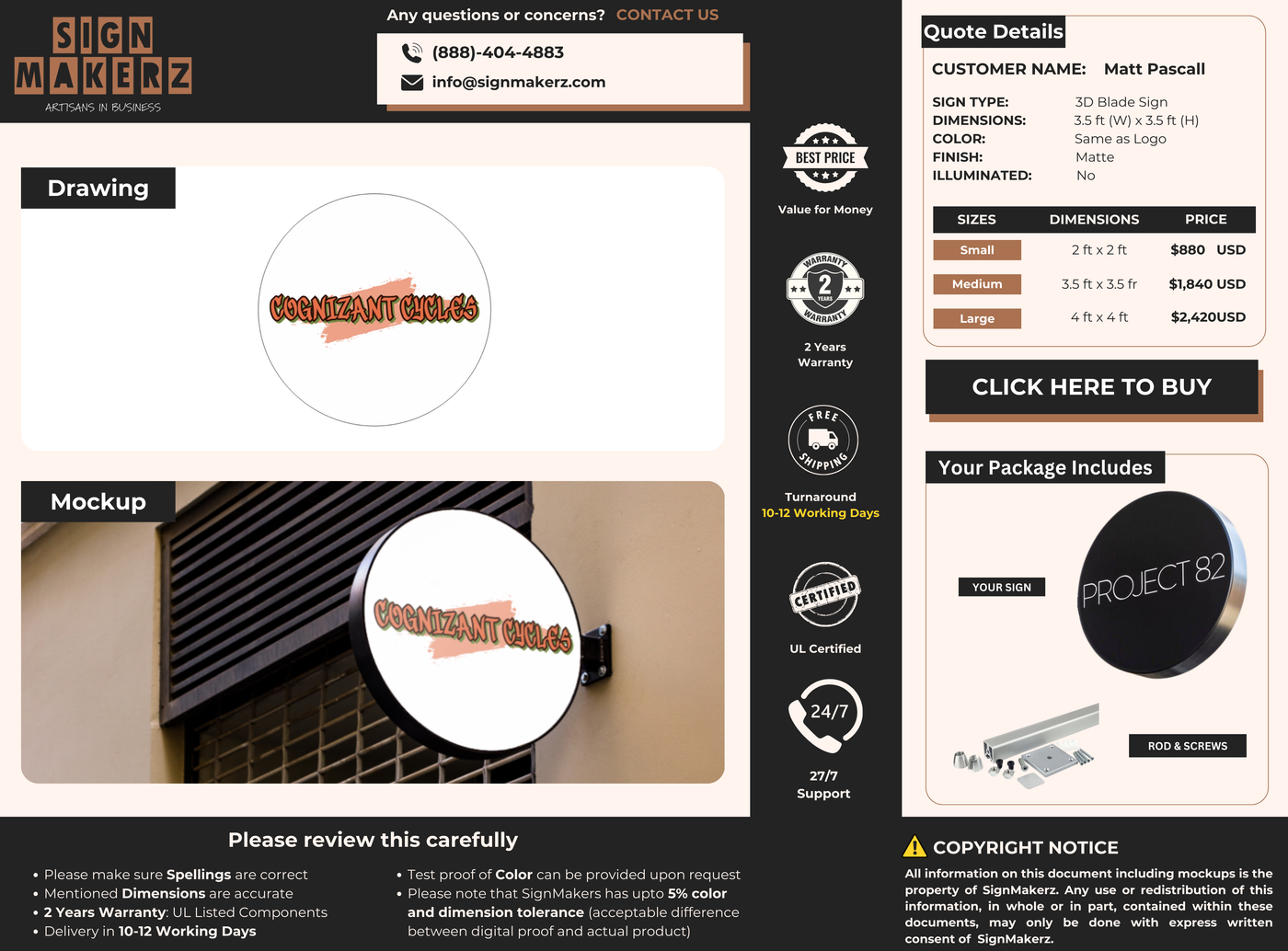 Business signage for Matt Pascall