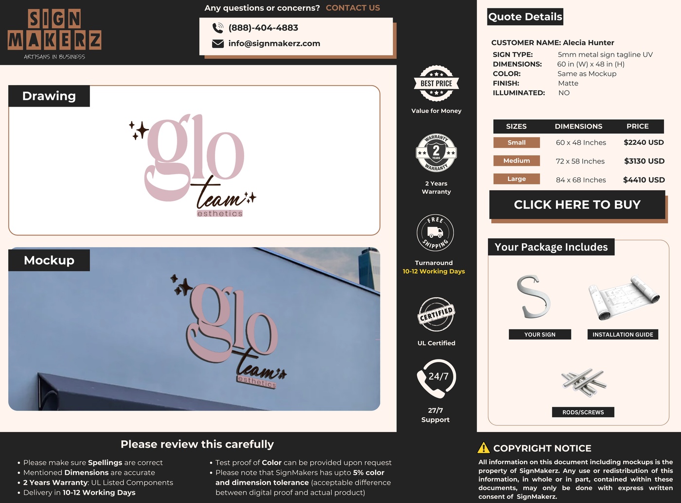 Business Signs for Alecia Hunter