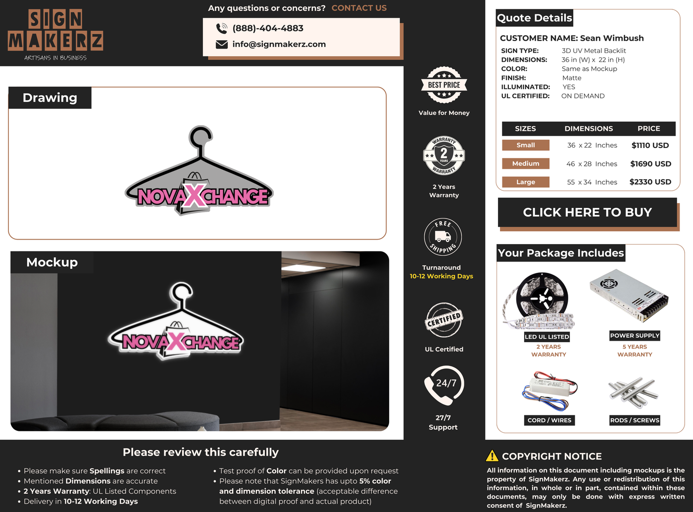 3D Metal Backlit Sign for Sean Wimbush