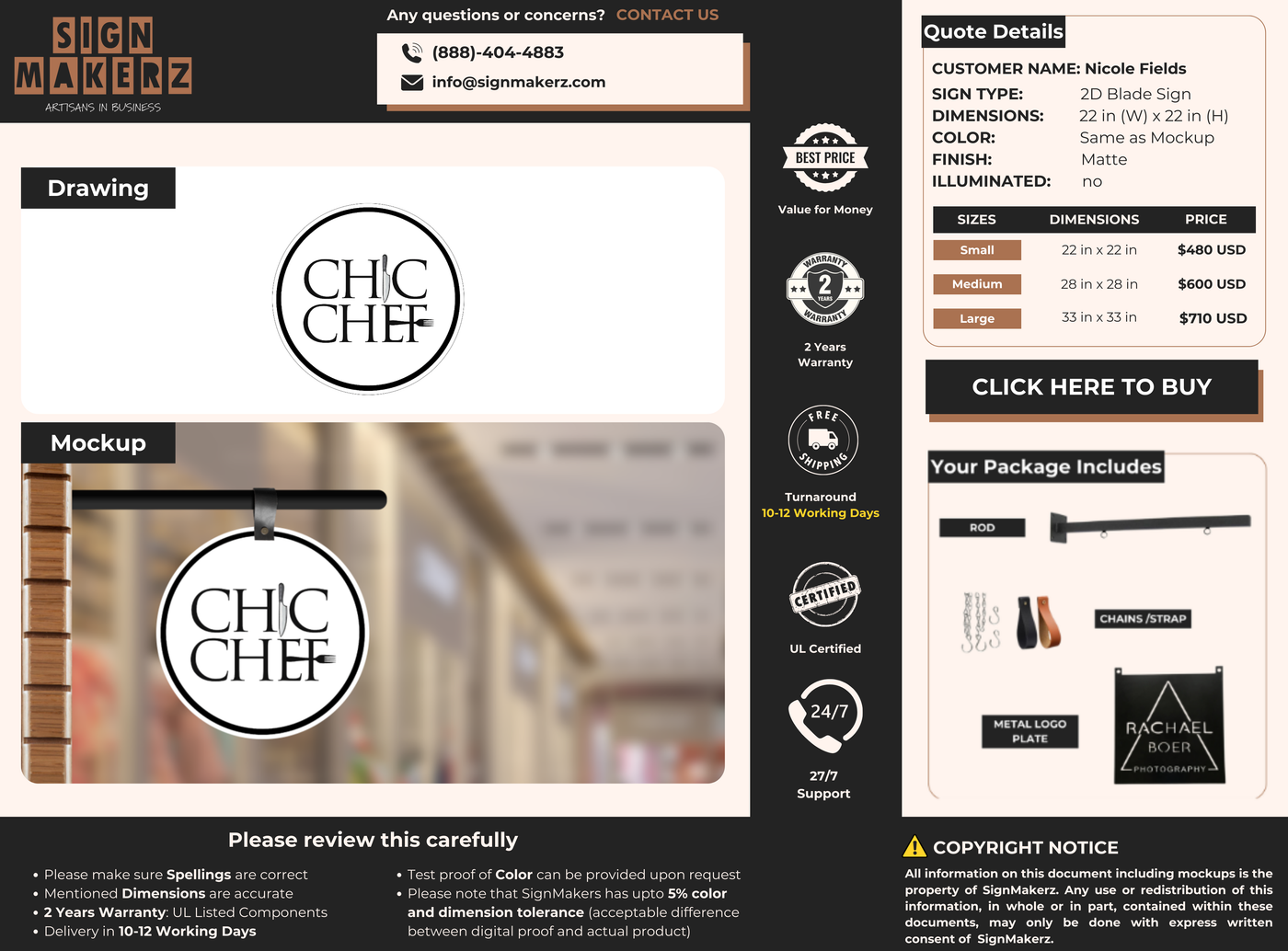 Business signage for Nicole Fields