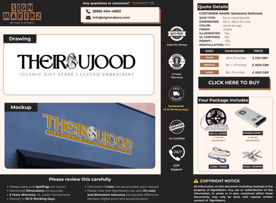 Business signage for Sameena Mohmed