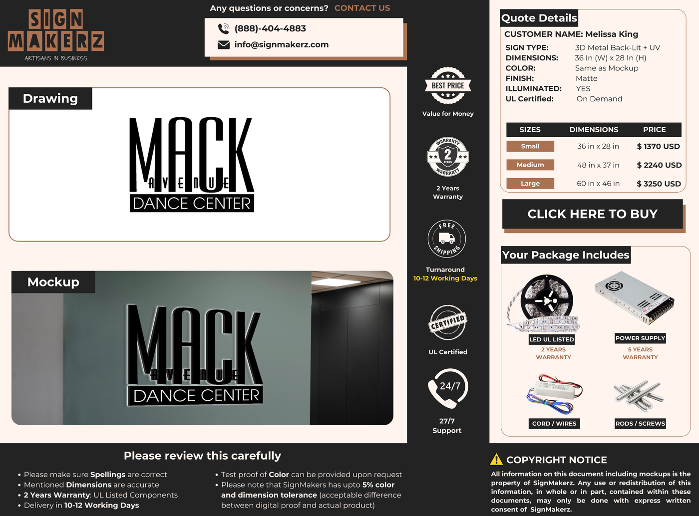 3d metal backlit for Melissa King