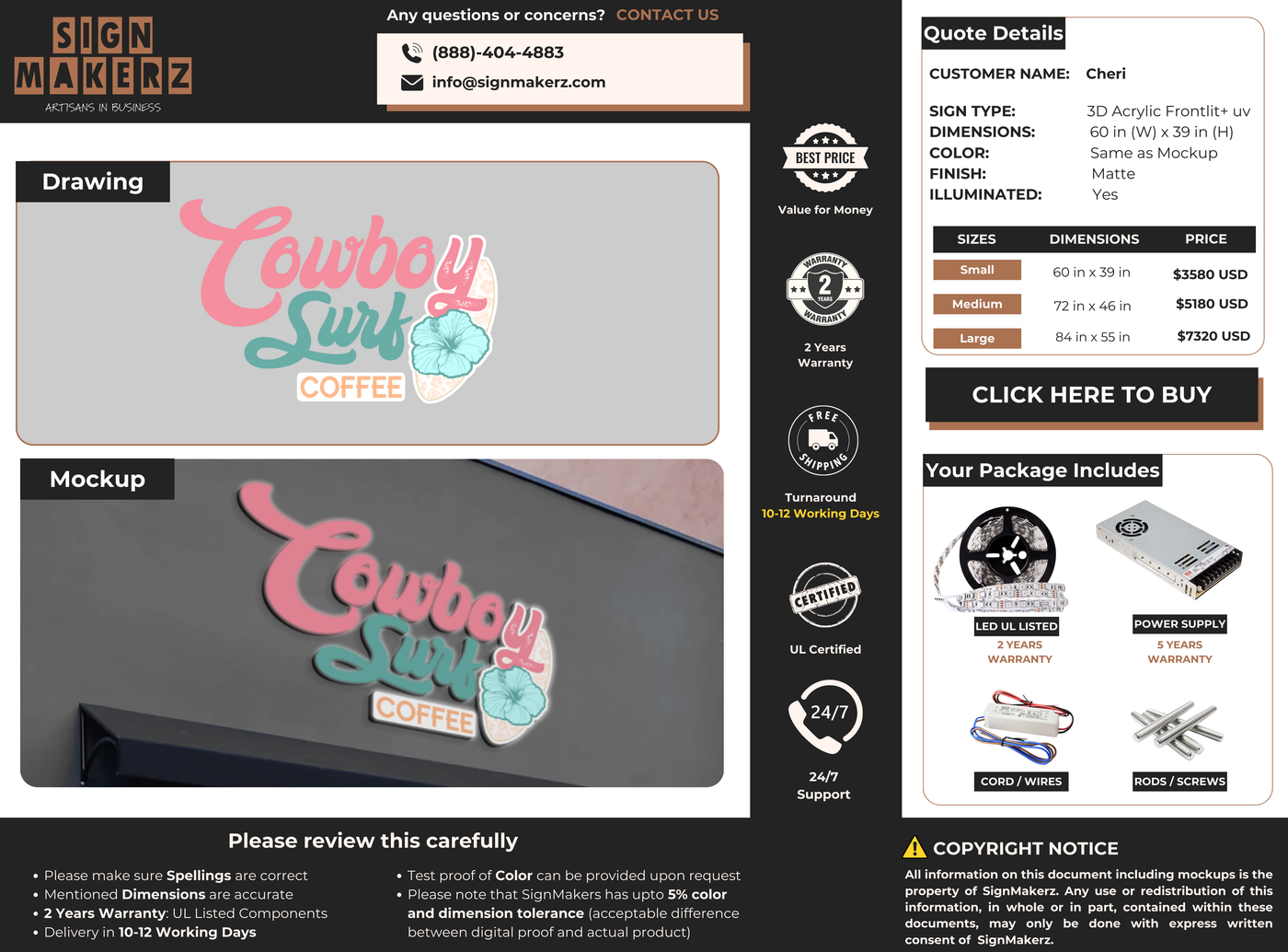 Business signage for Cheri