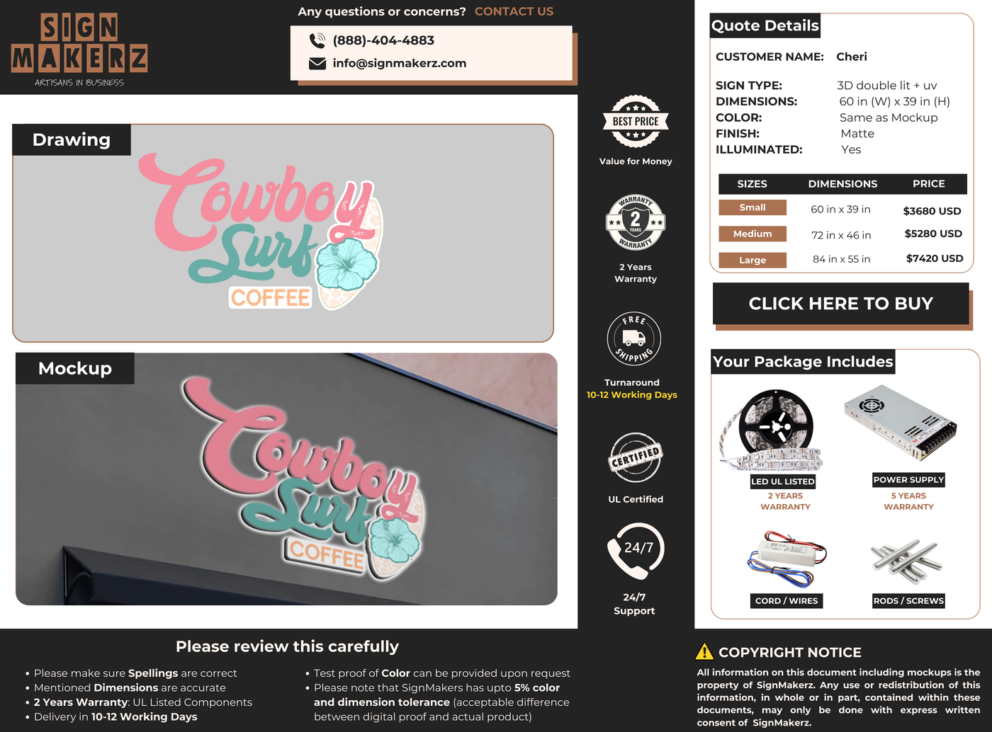 Business signage for Cheri