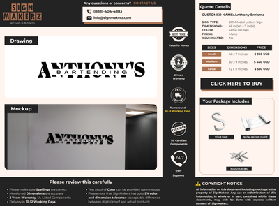 5MM Metal Letters Sign For Anthony Enrisma