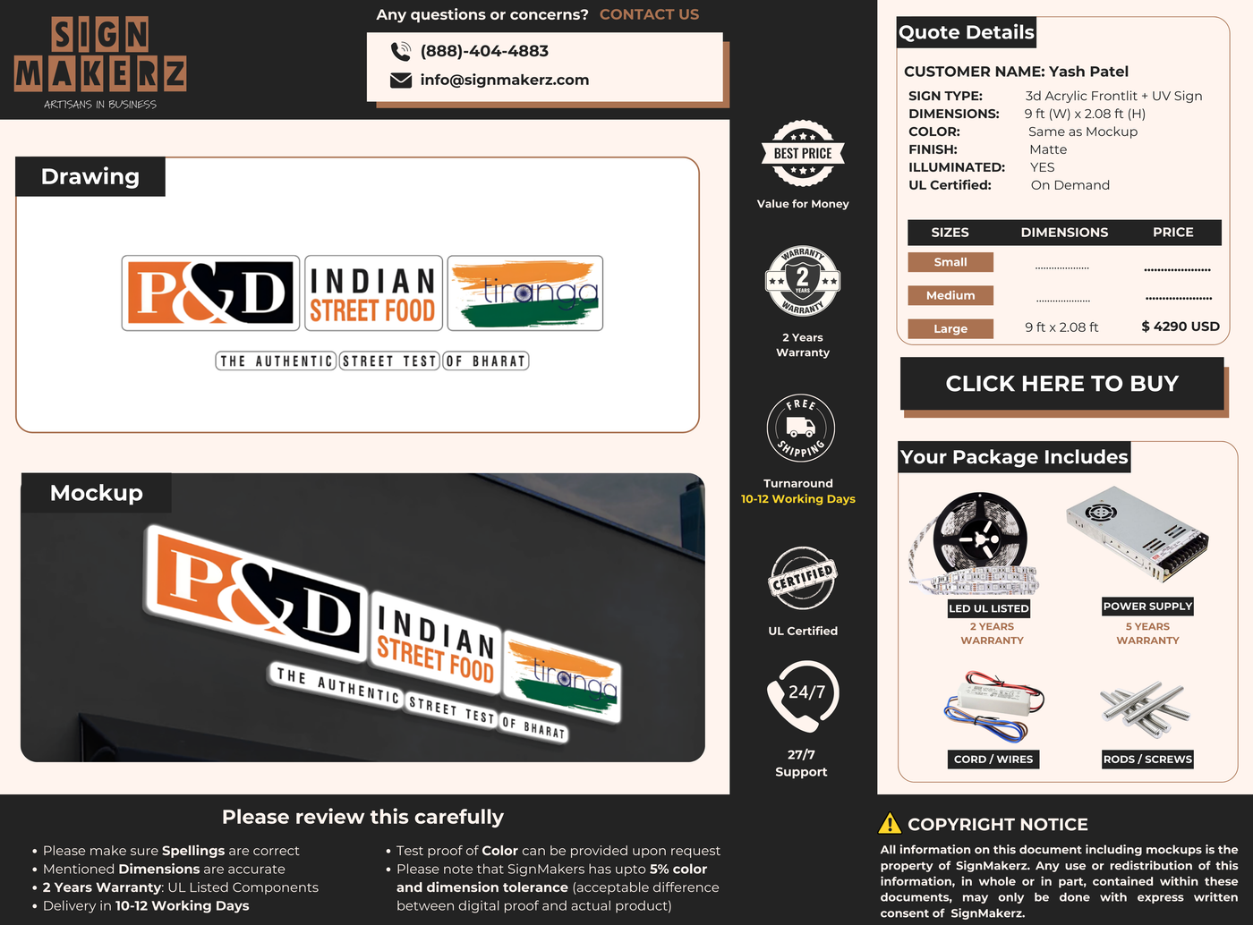3D Acrylic Frontlit Sign for Yash Patel
