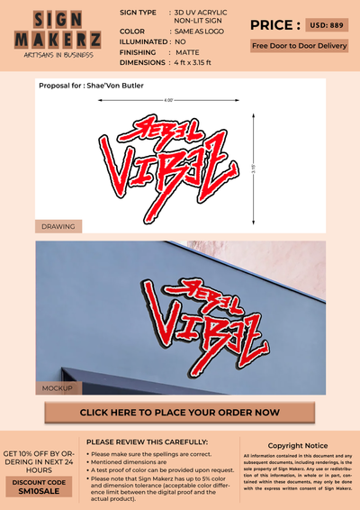 3D UV Acrylic Non-lit Sign For Shae’Von Butler