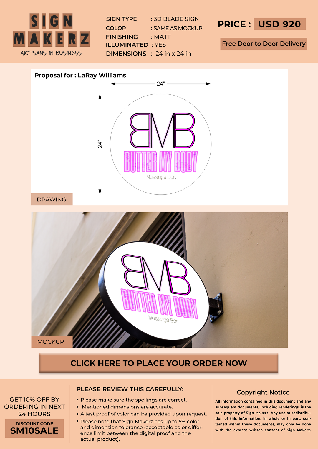 3D Blade Sign For LaRay Williams Raay