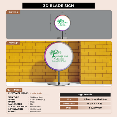 3D Blade Sign for Linda Slade