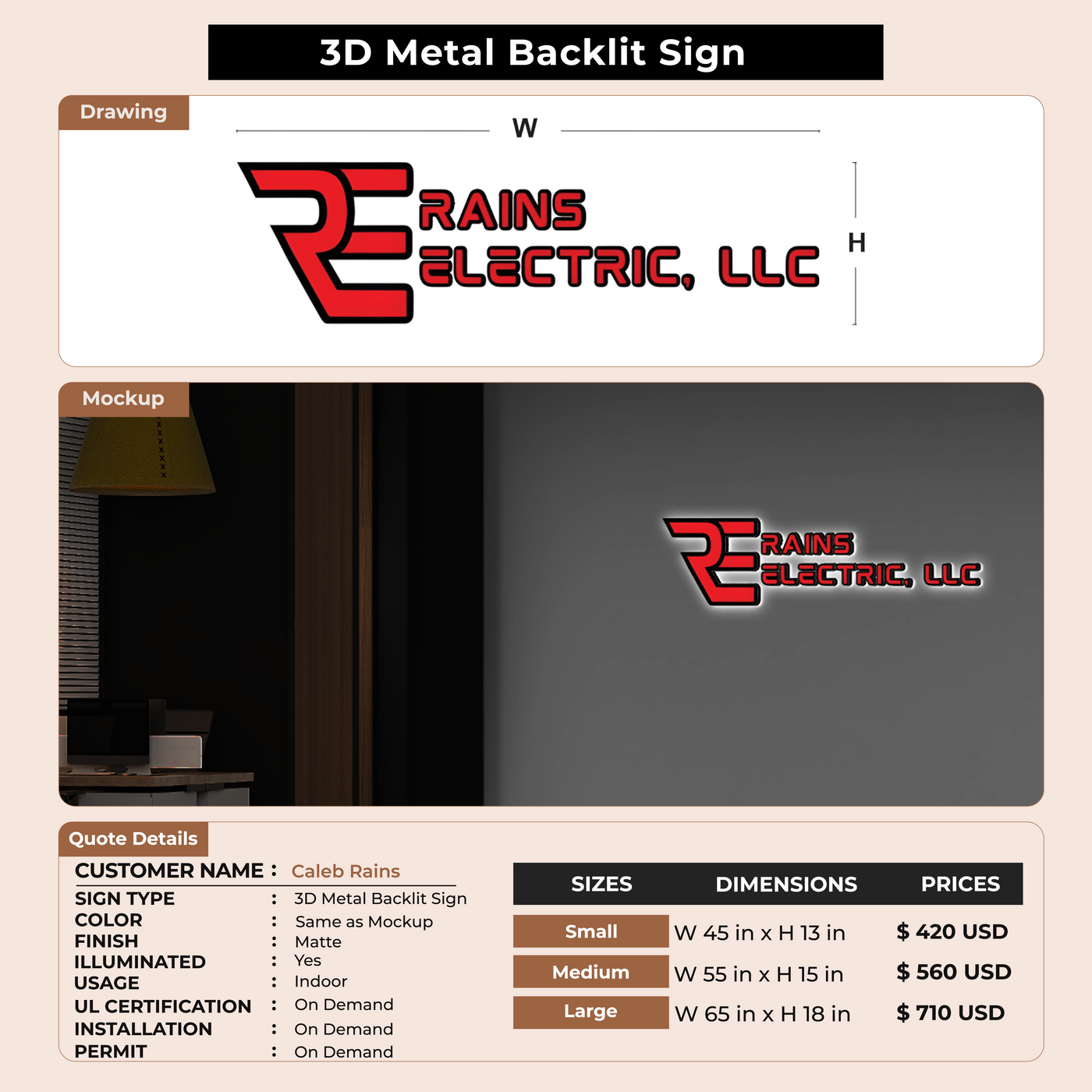 Custom Signs for Caleb Rains