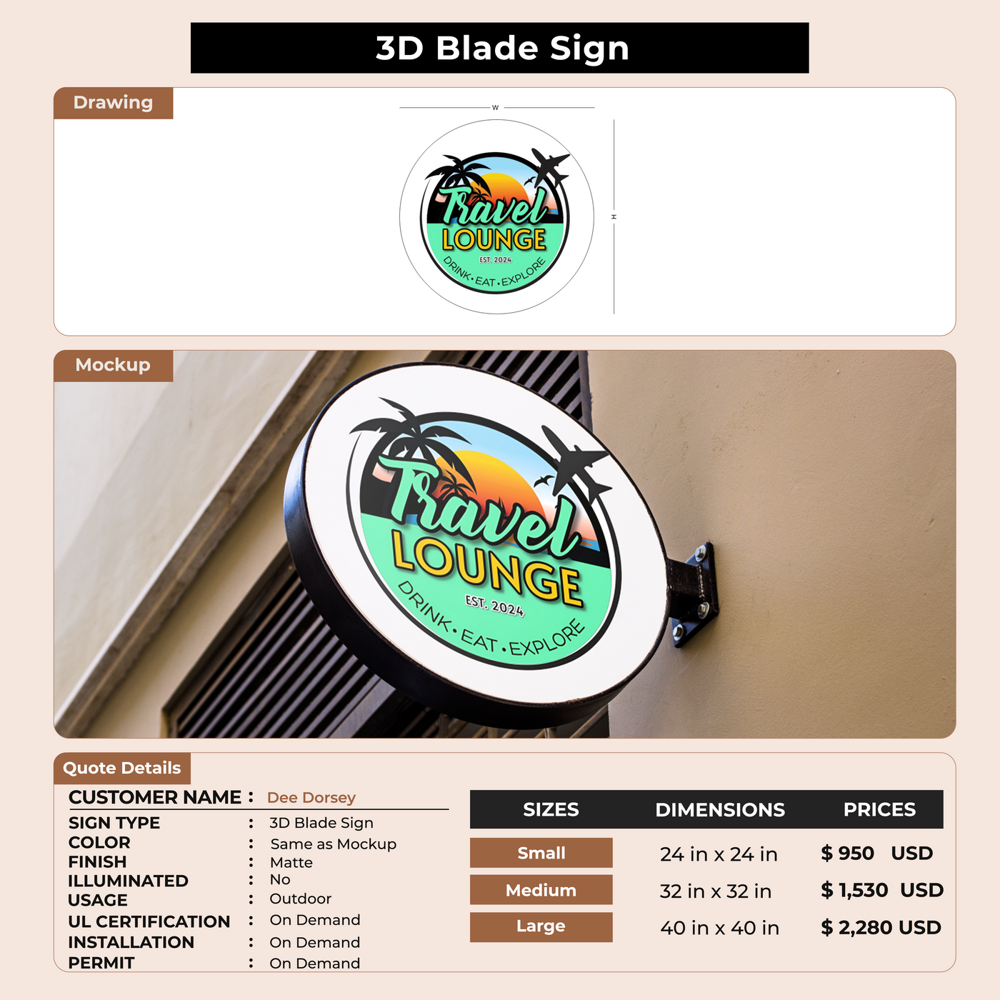 3D Blade Sign for Dee Dorsey