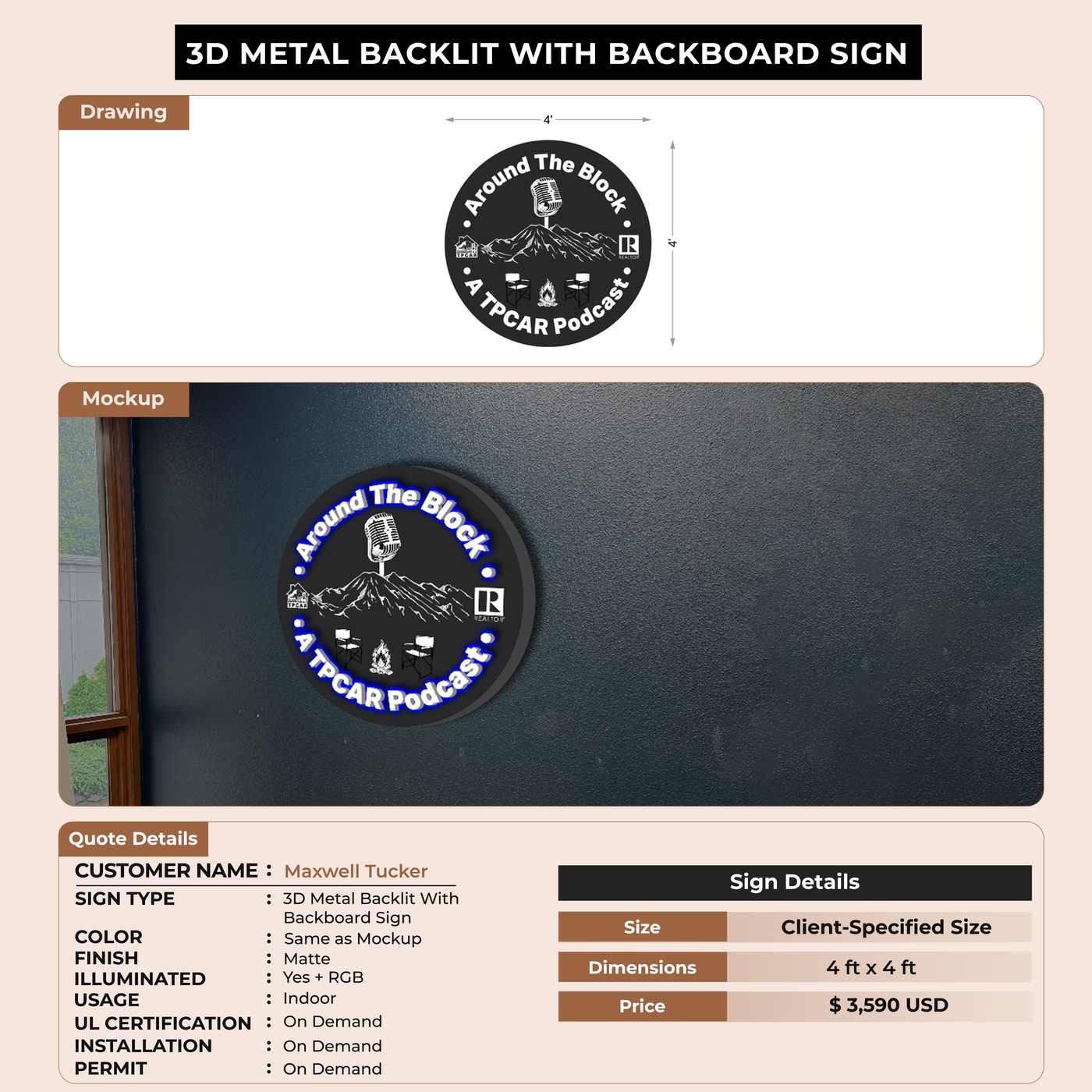 Custom Signs For Maxwell Tucker