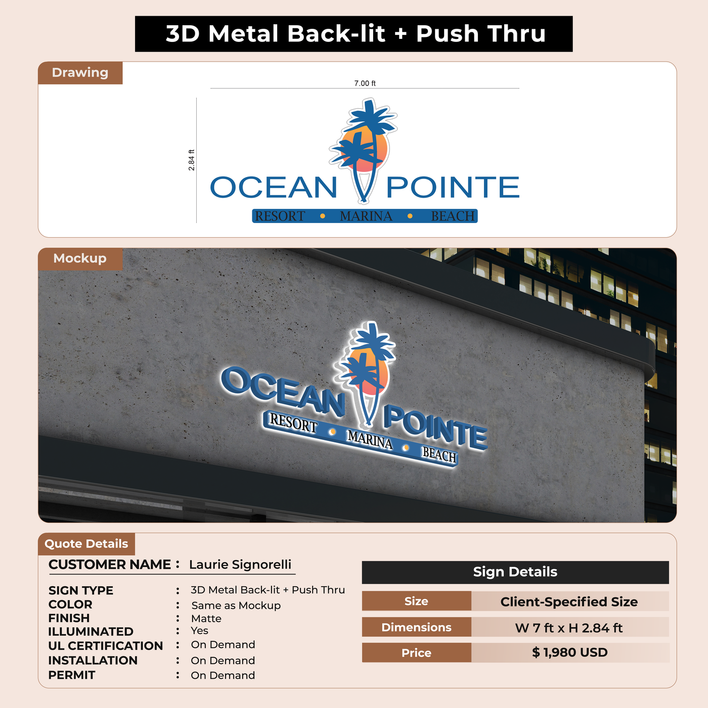 Custom Signs for Laurie Signorelli