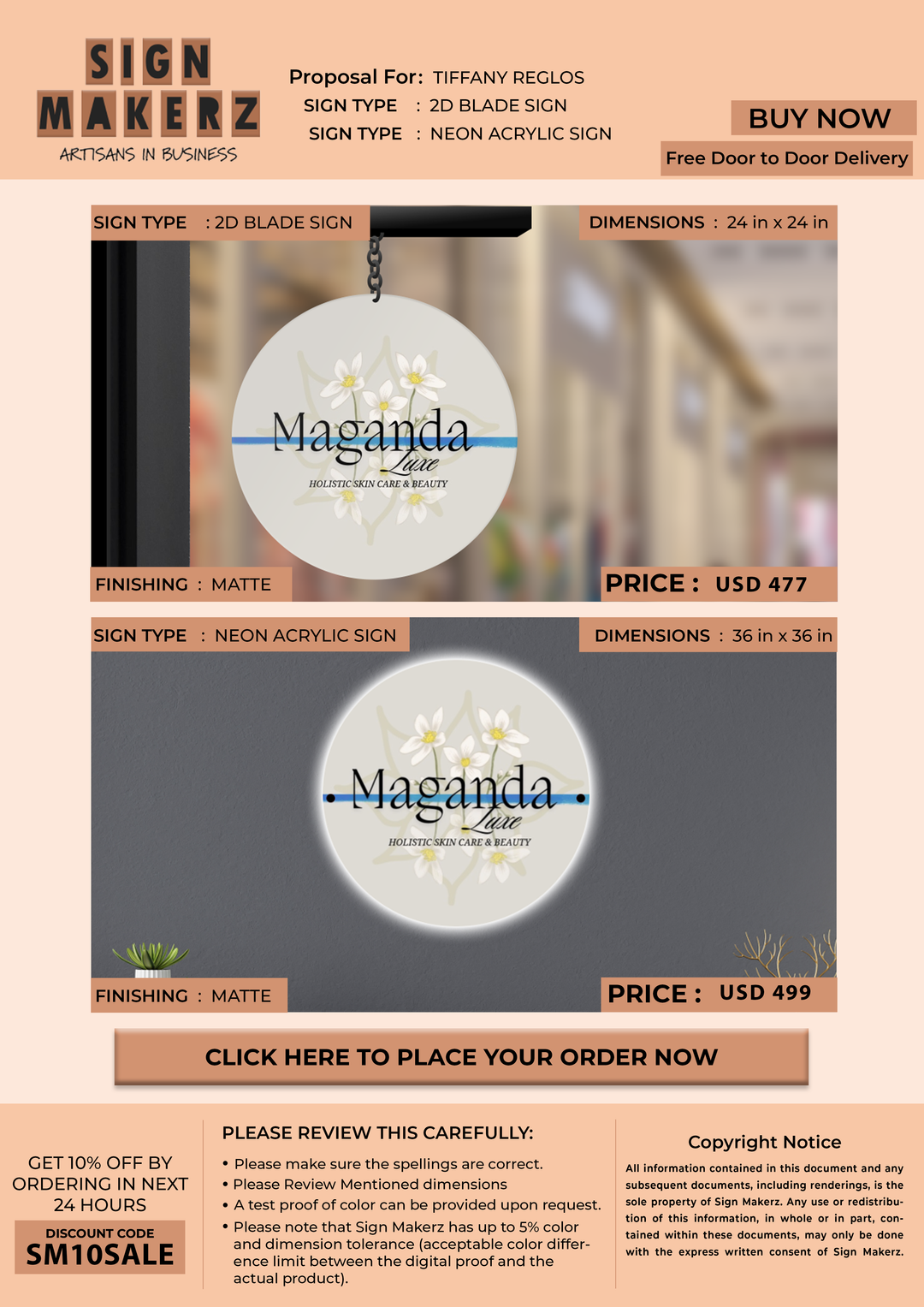Custom Signs For Tiffany Reglos