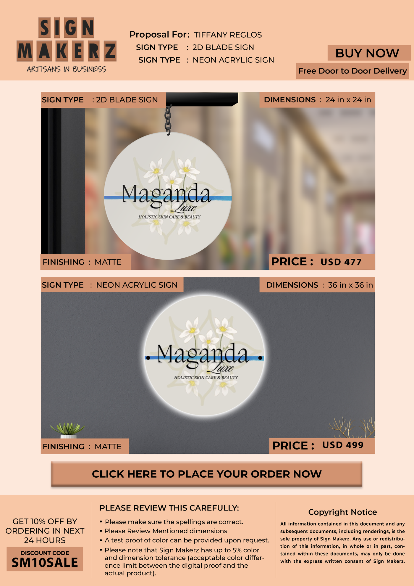 Custom Signs For Tiffany Reglos