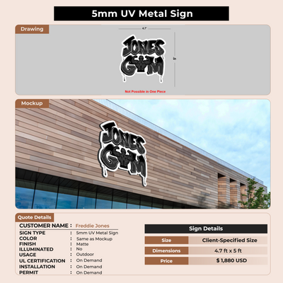 5mm UV Metal Sign for Freddie Jones