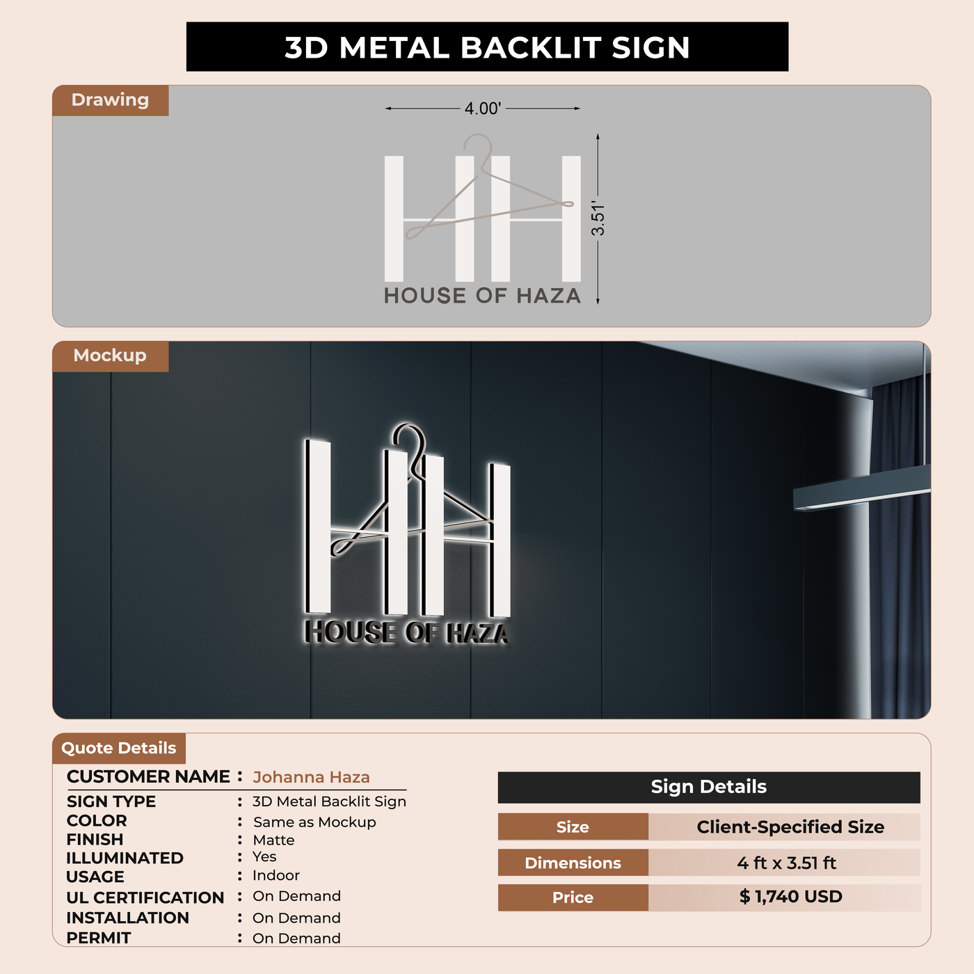 Custom Signs for Johanna Haza