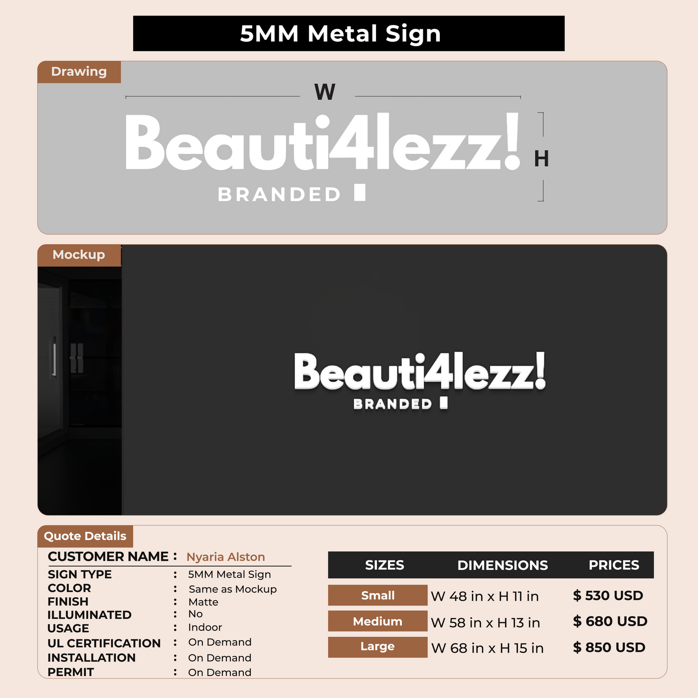 Business Signage for Nyaria Alston