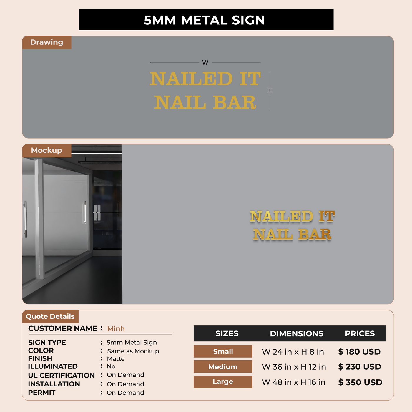 5mm Metal Sign for Minh