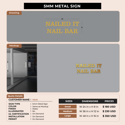 5mm Metal Sign for Minh