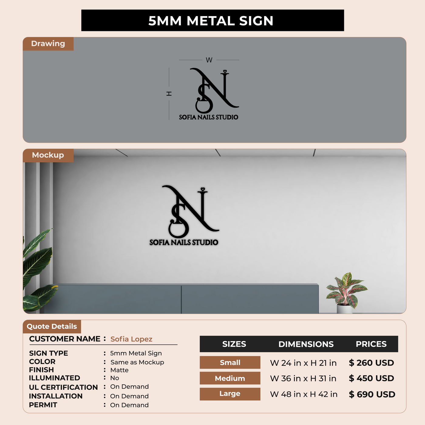 5mm Metal Sign for Sofia Lopez