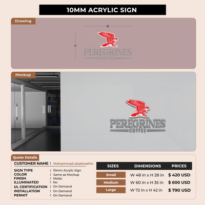 10mm Acrylic Sign for Mohammad alsahwahin