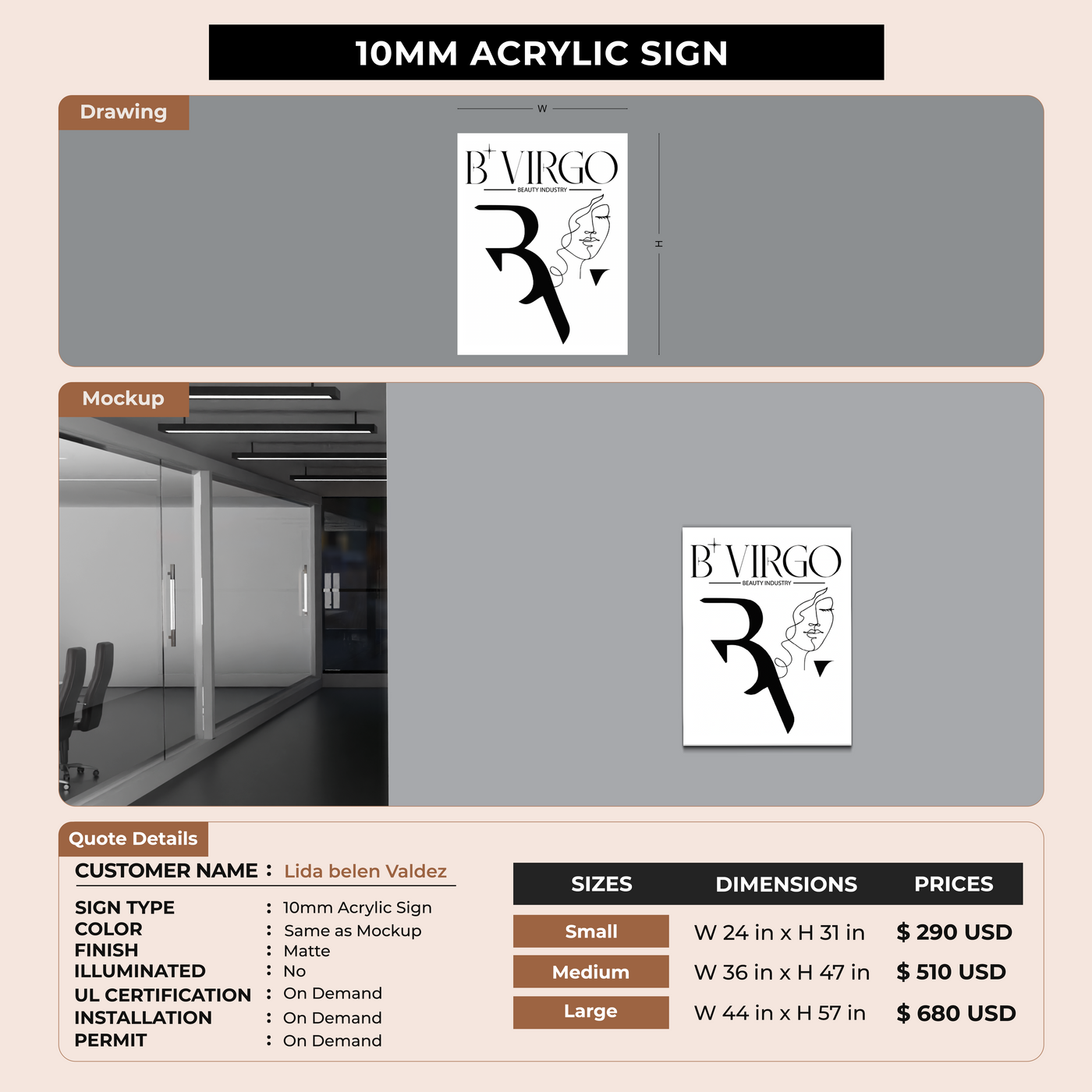 Custom Signs For Lida belen Valdez