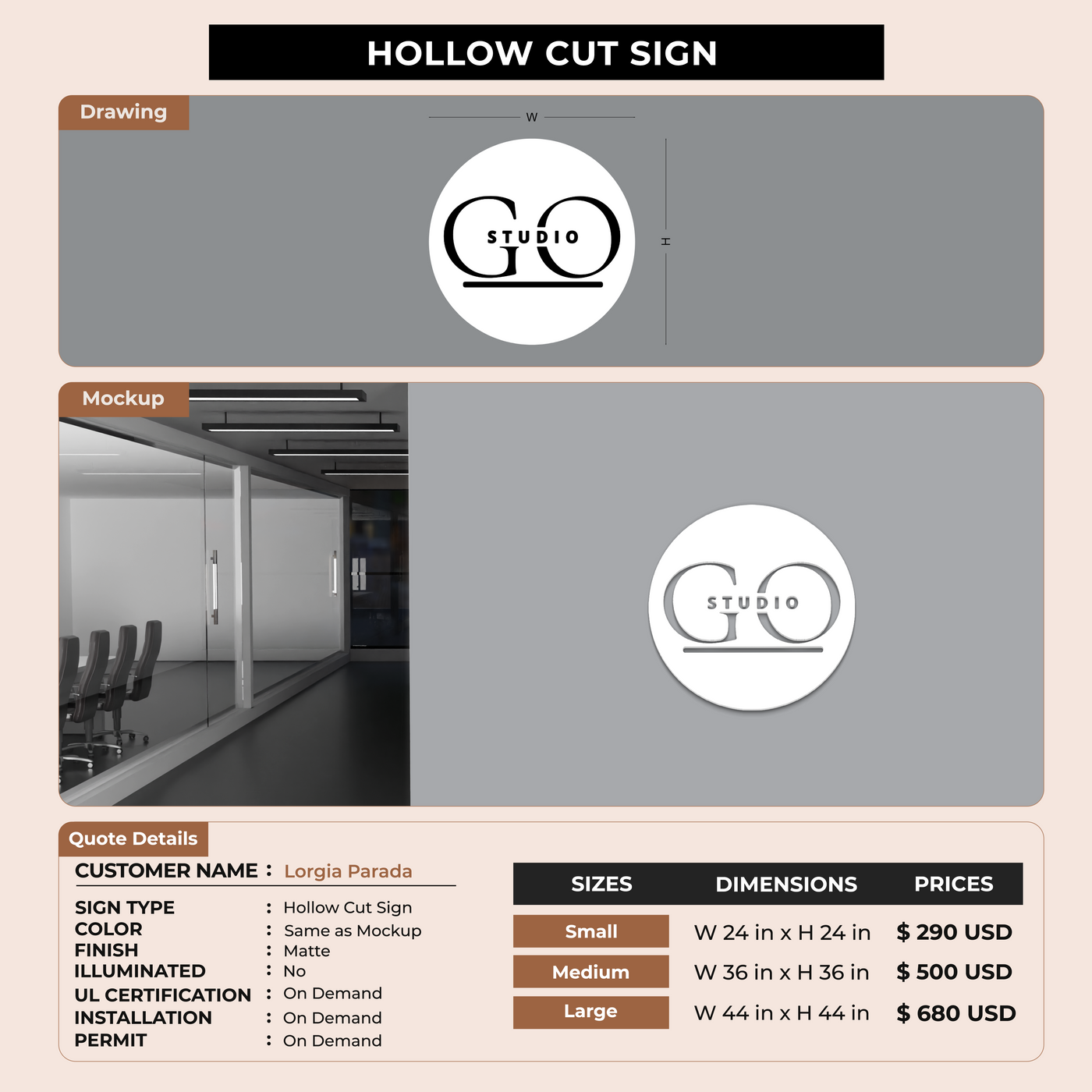 Custom Signs for Lorgia Parada