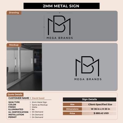 2MM Metal Sign For David Swed