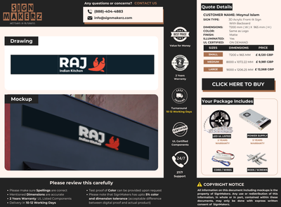 3D Acrylic Front-lit Sign With Backboard For Moynul Islam