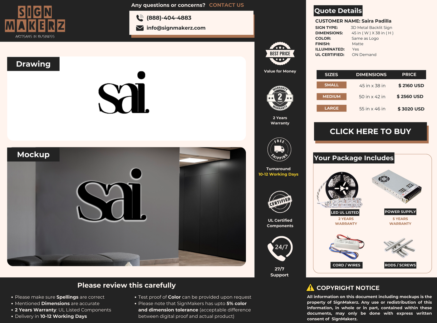 Custom Signs for Saira Padilla