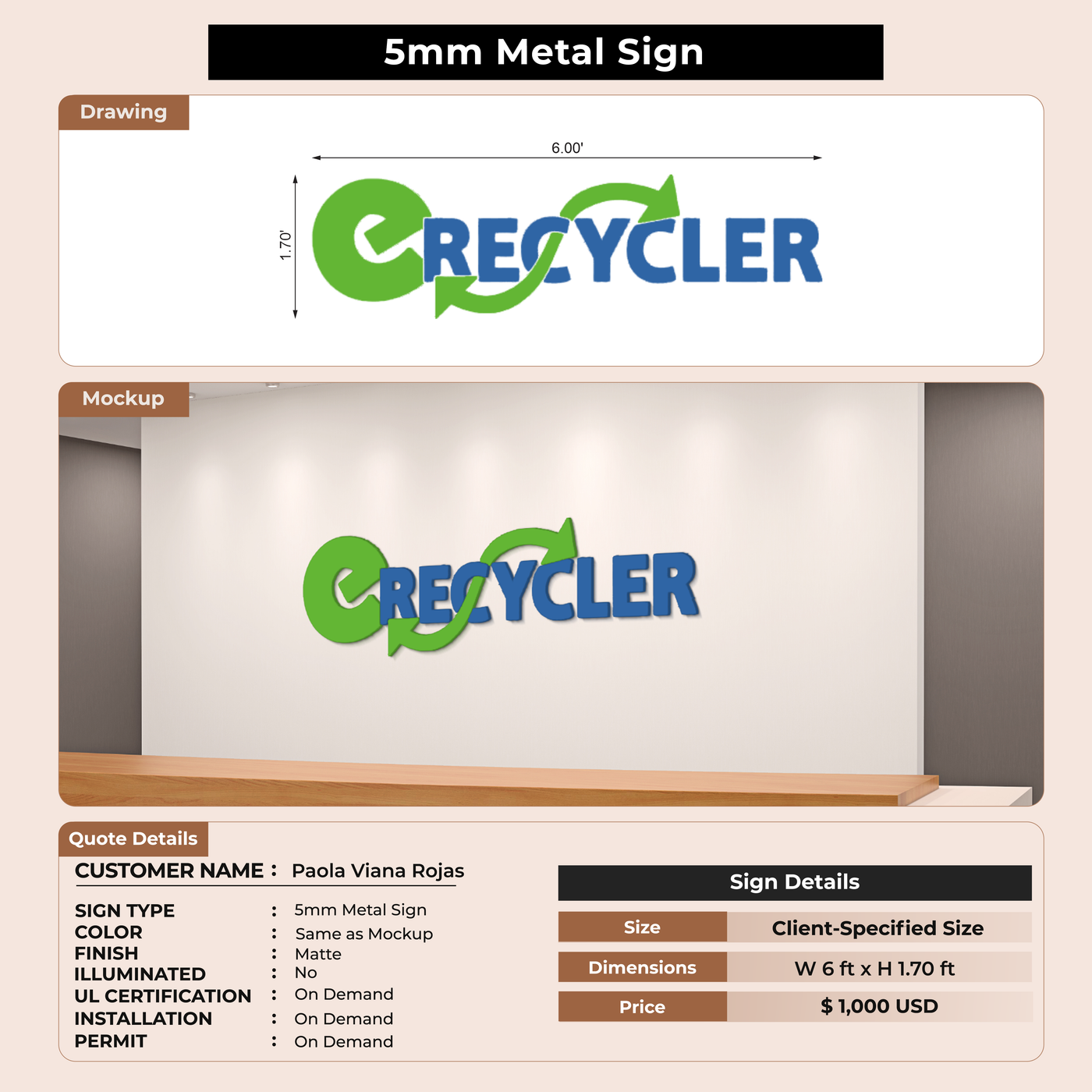 Custom Signs for Paola Viana Rojas