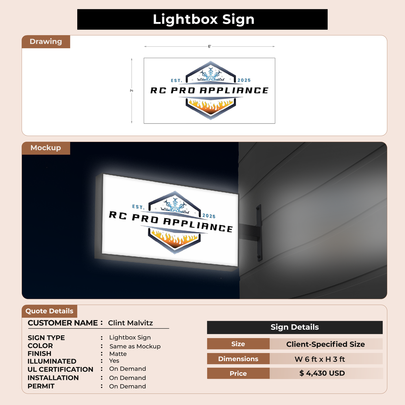 Custom Signs for Clint Malvitz