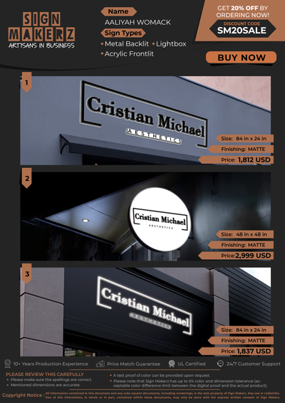 Business Signs for AALIYAH WOMACK