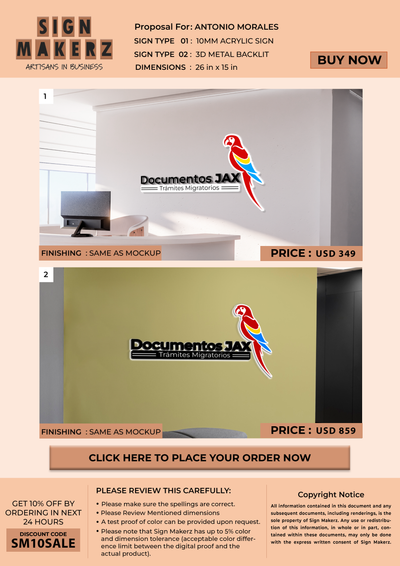 Business signage for ANTONIO MORALES