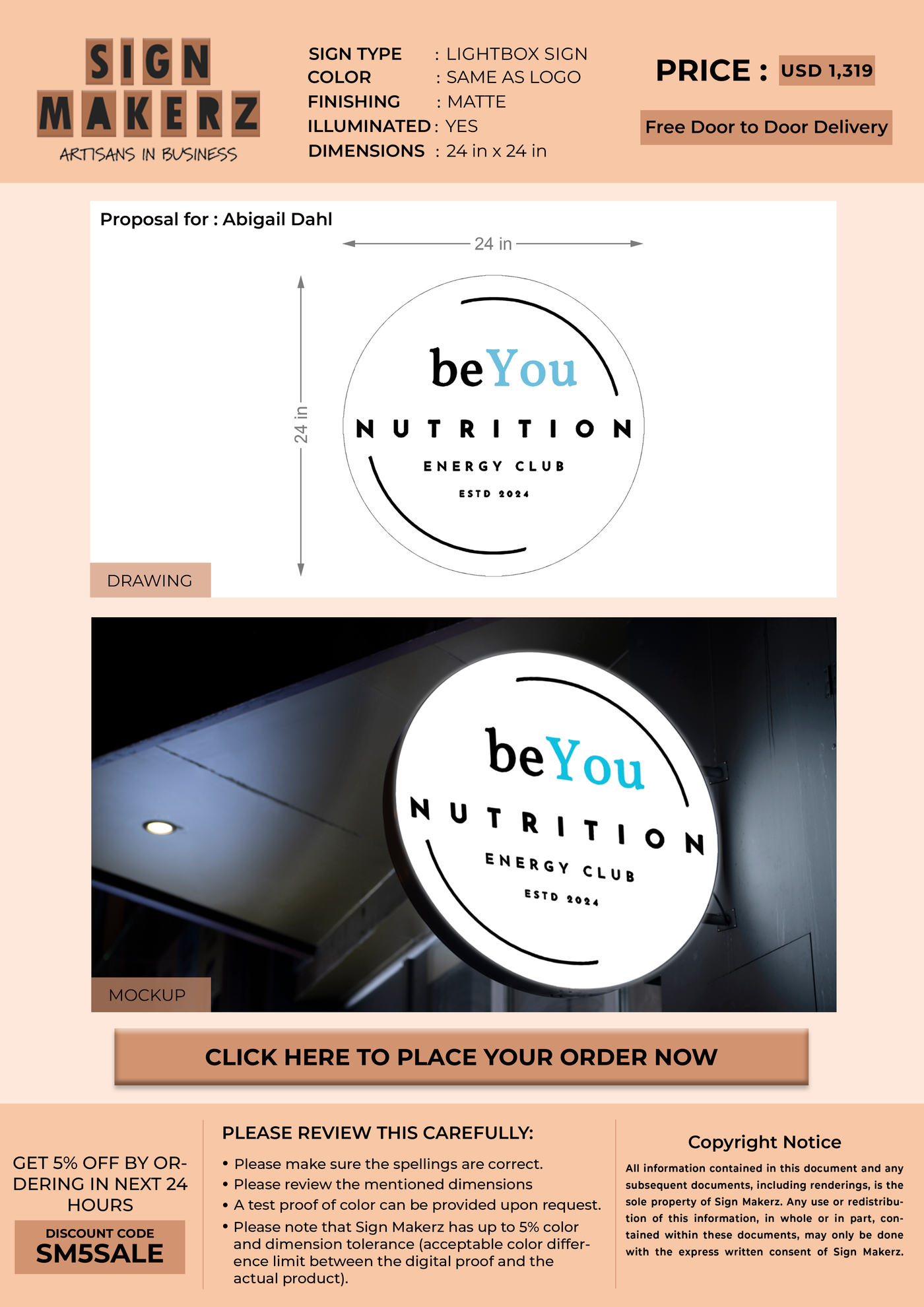 Business signage for Abigail Dahl