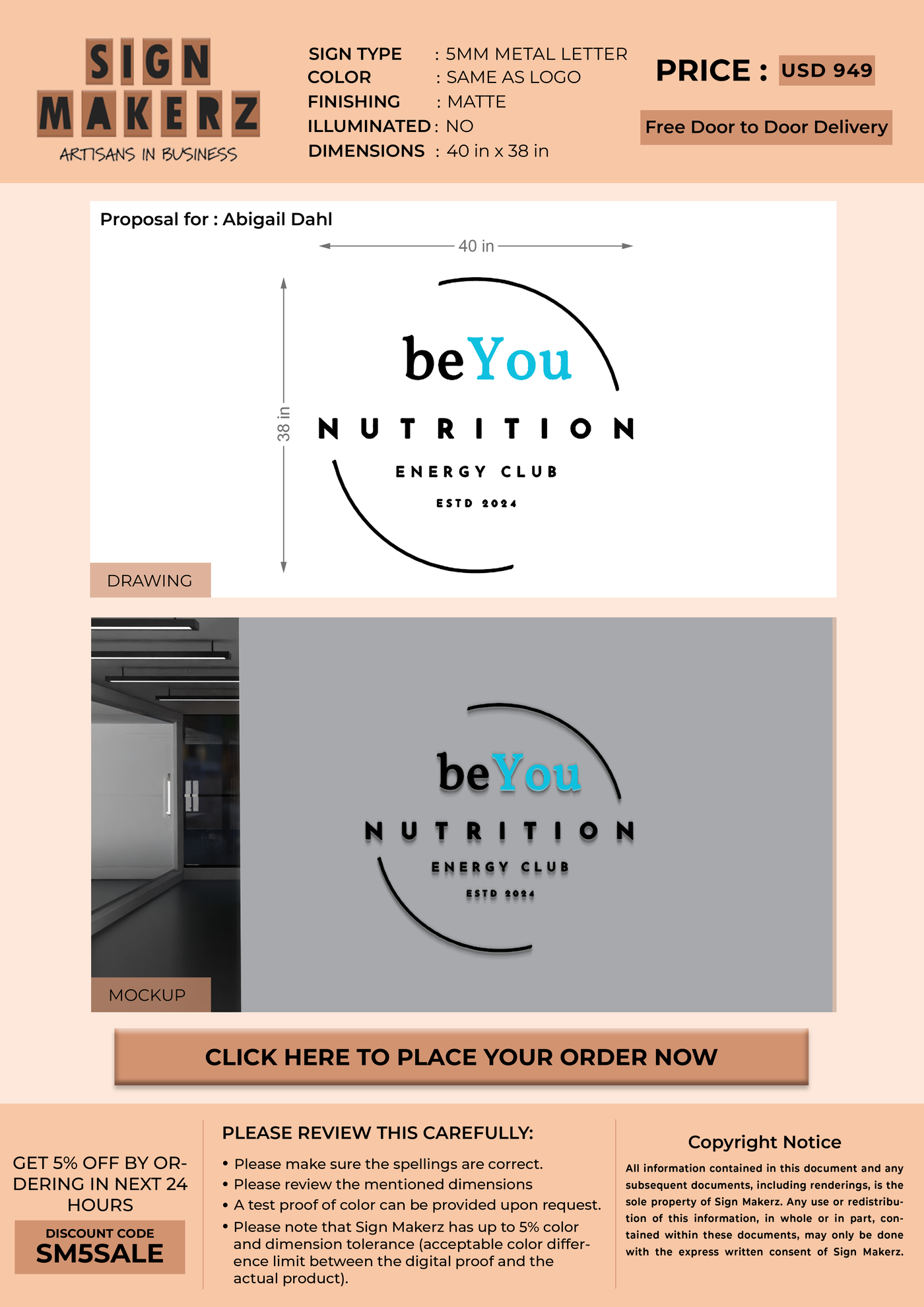 Business signage for Abigail Dahl