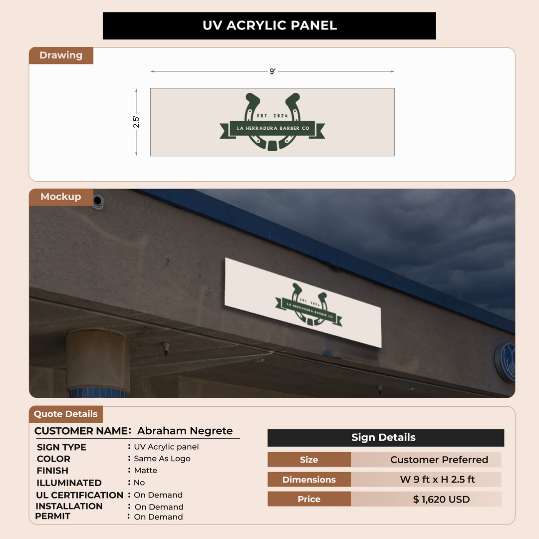Business signage for Abraham Negrete