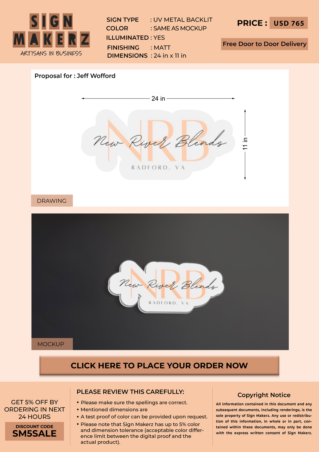 Business signage for Jeff Wofford
