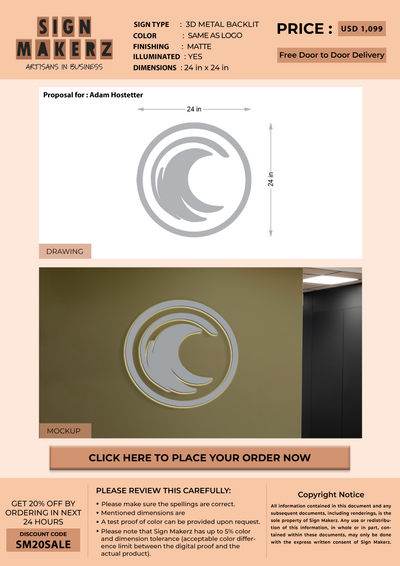 3D Metal Backlit sign for Adam Hostetter