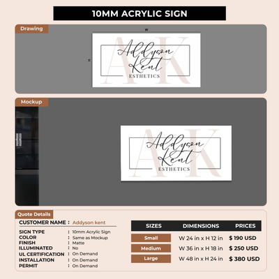 10mm Acrylic Sign for Addyson kent