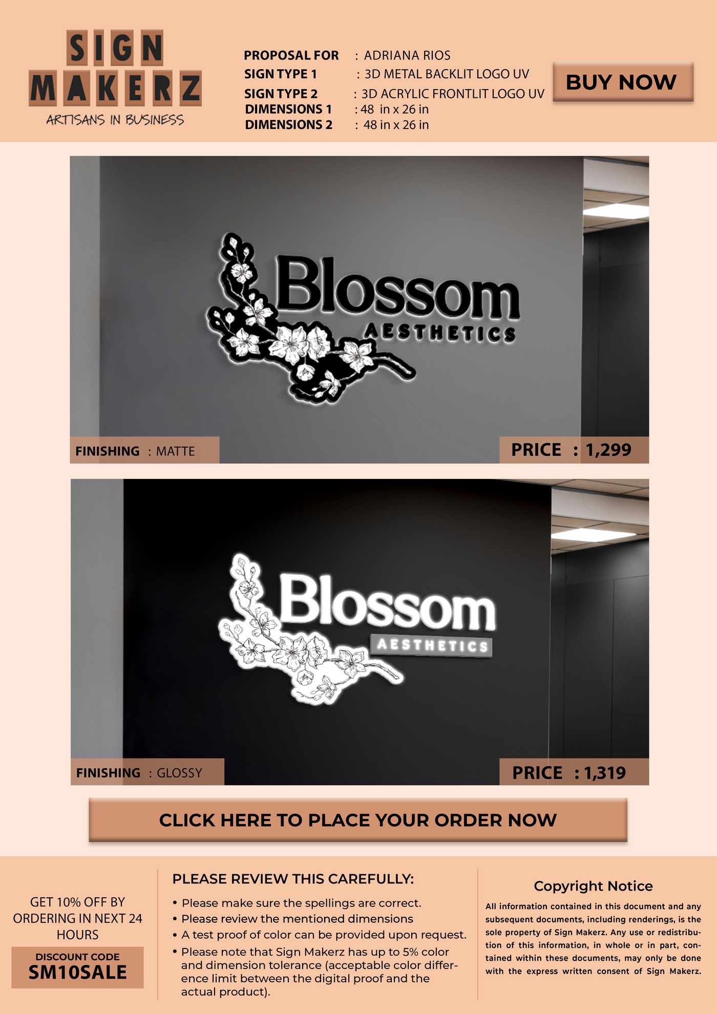 3D Business Signage for Adriana Rios