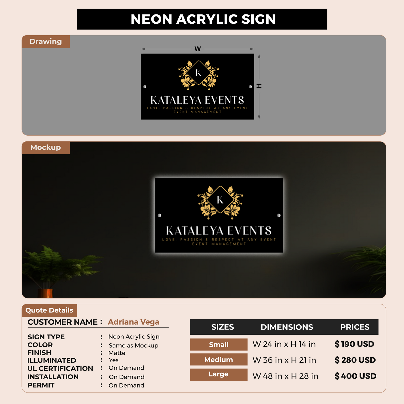Custom Signs for Adriana Vega