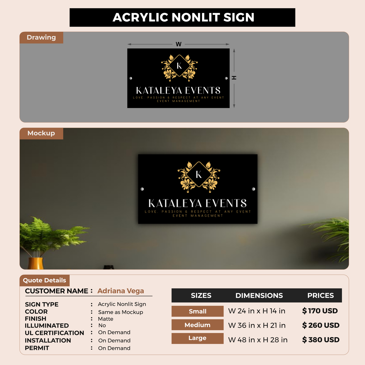 Custom Signs for Adriana Vega