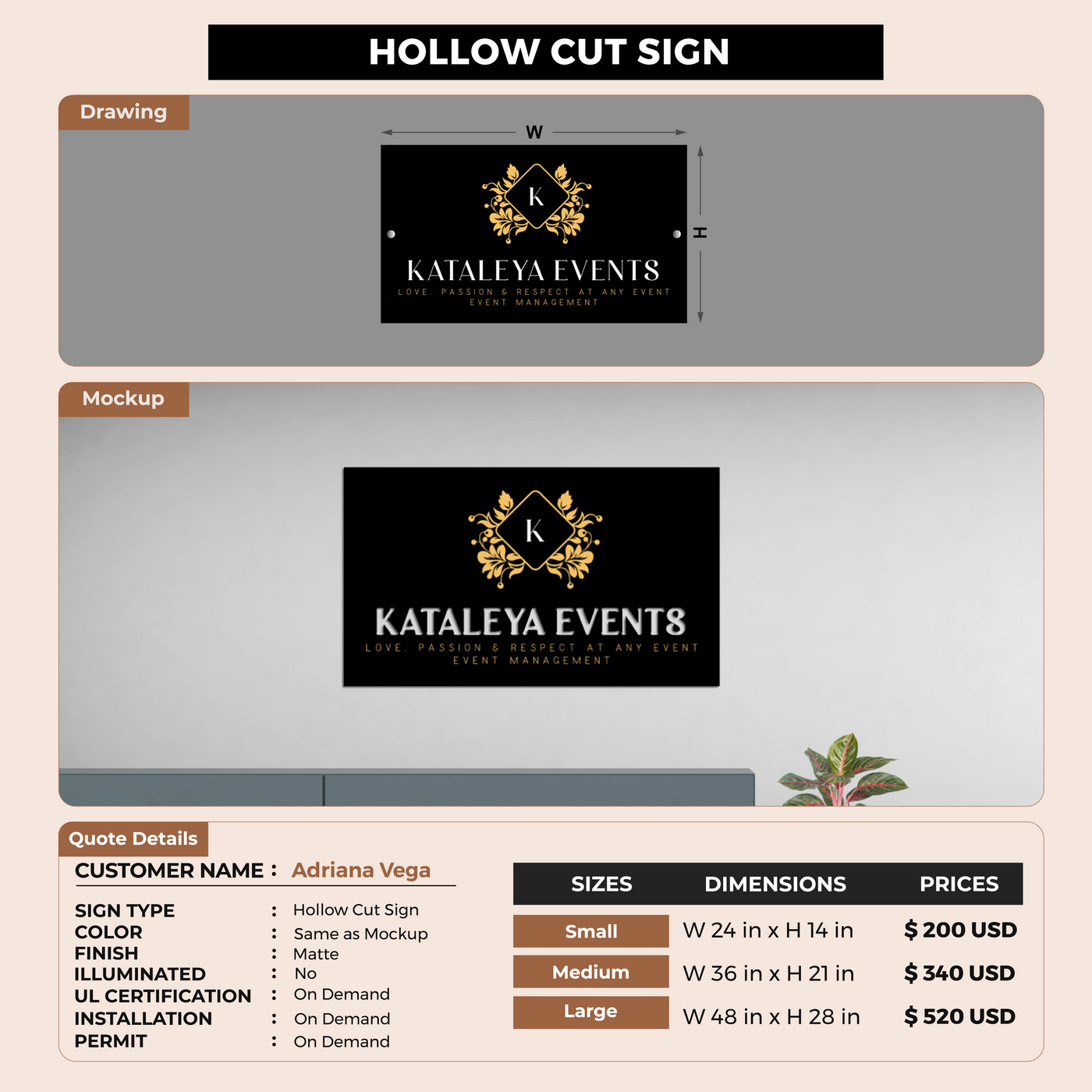 Custom Signs for Adriana Vega