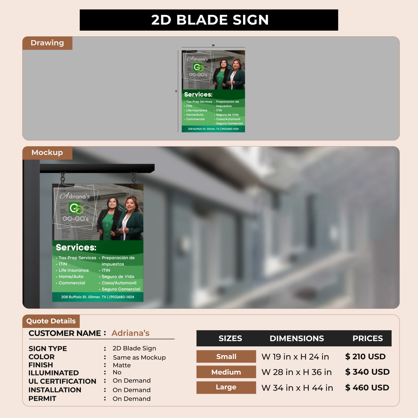 Blade Sign for Adriana’s