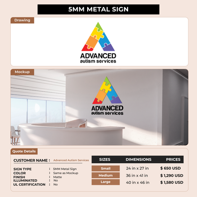 Business signage for Advanced Autism Services